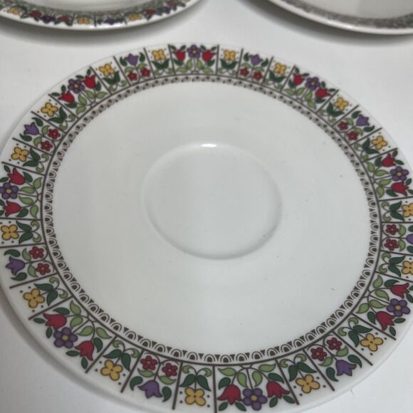 Royal Doulton Fireglow Coffee Tea Cup and 6 Saucers 1970's England Vintage - Picture 3 of 10